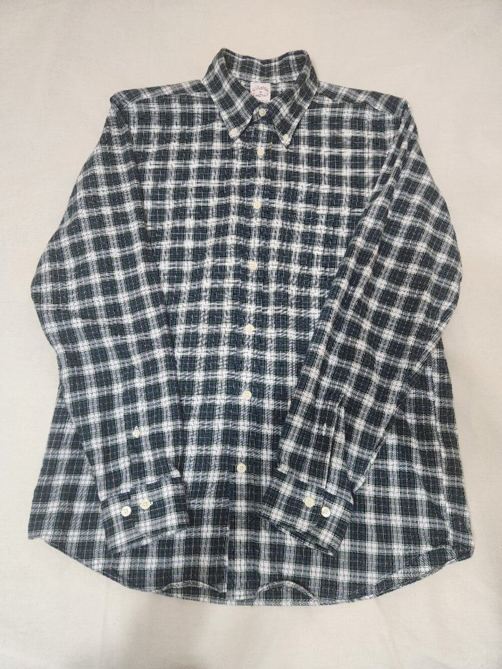 Brooks Brothers Men Flannel Shirt Green Plaid Wool Cotton Medium NWOT Preppy Ivy